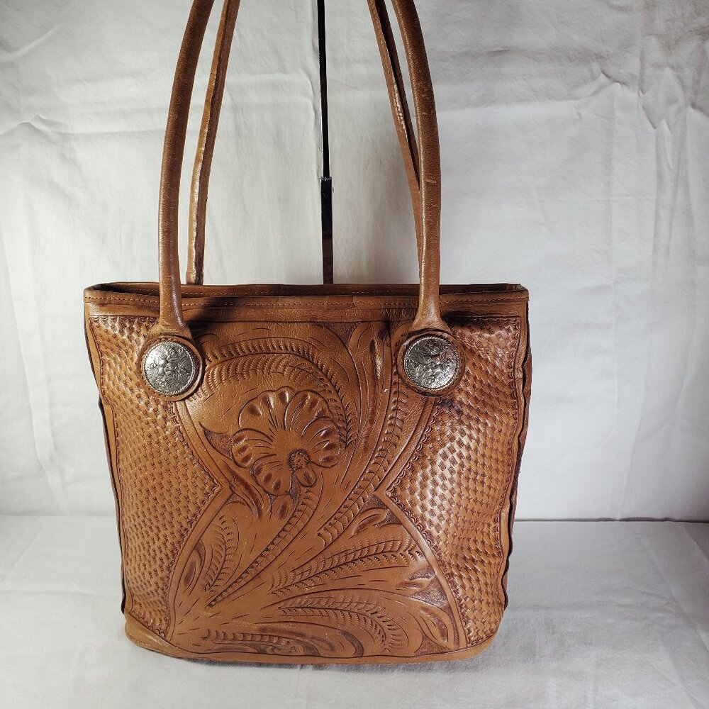 American West Tooled Leather Shoulder Bag - Picture 2 of 15